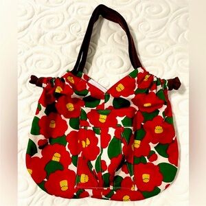 New! Hand made Floral Red and Green Women's Fabric Bag